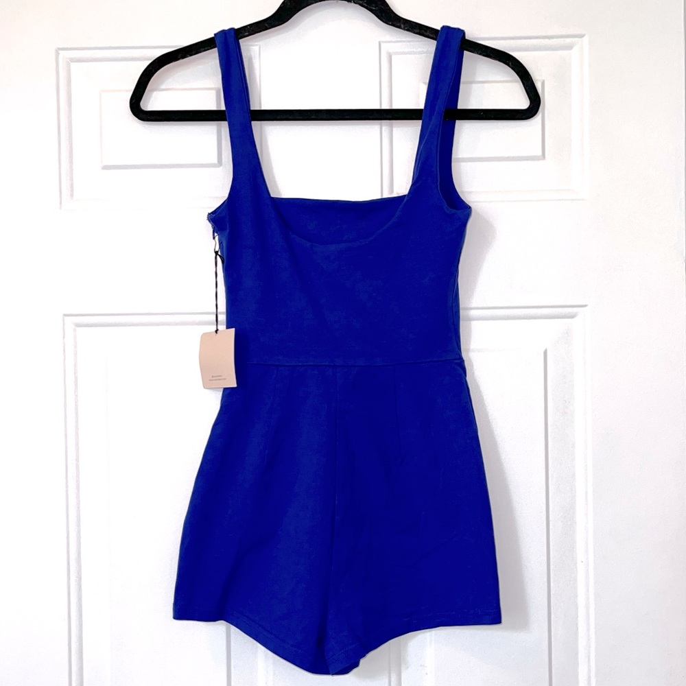 Superdown Romper XXS Royal Blue Tank Summer Jumpsuit Play Square Neck Short NWT